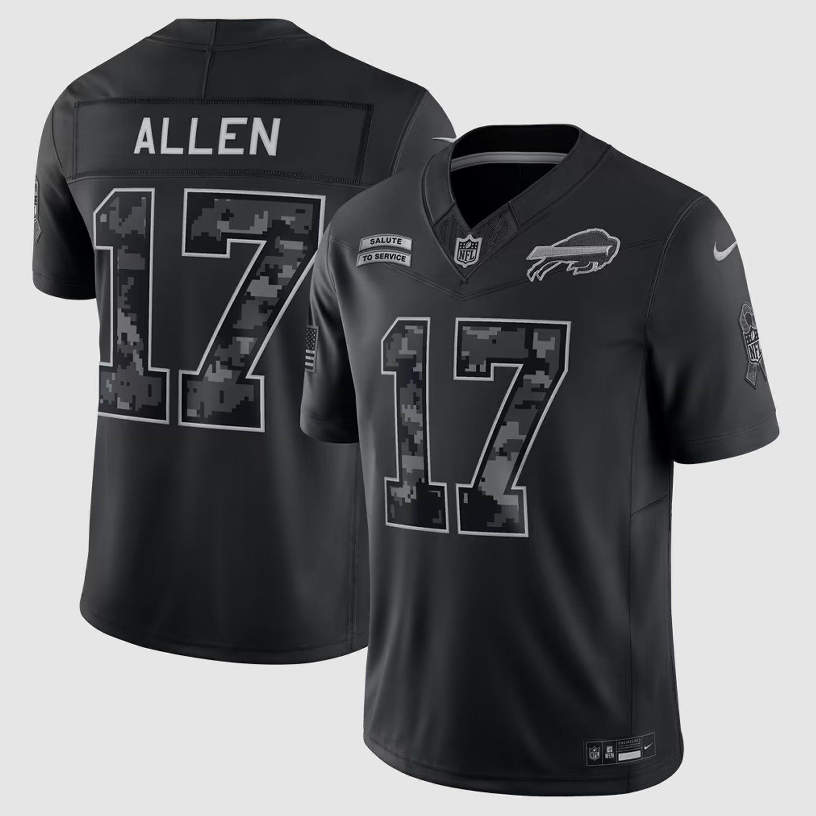 Men\'s Buffalo Bills Black 2026 Salute to Service Limited Custom Stitched