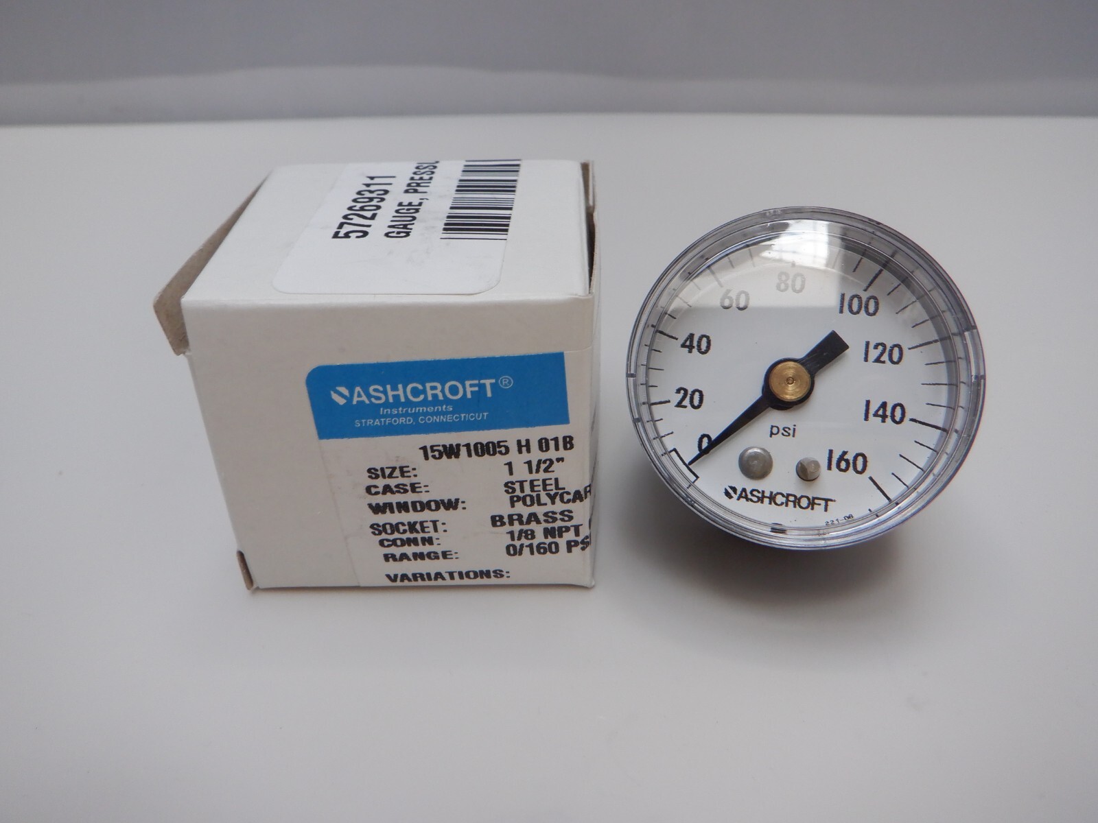 Ashcroft 15W1005 H 10B 160# Pressure Gauge  new