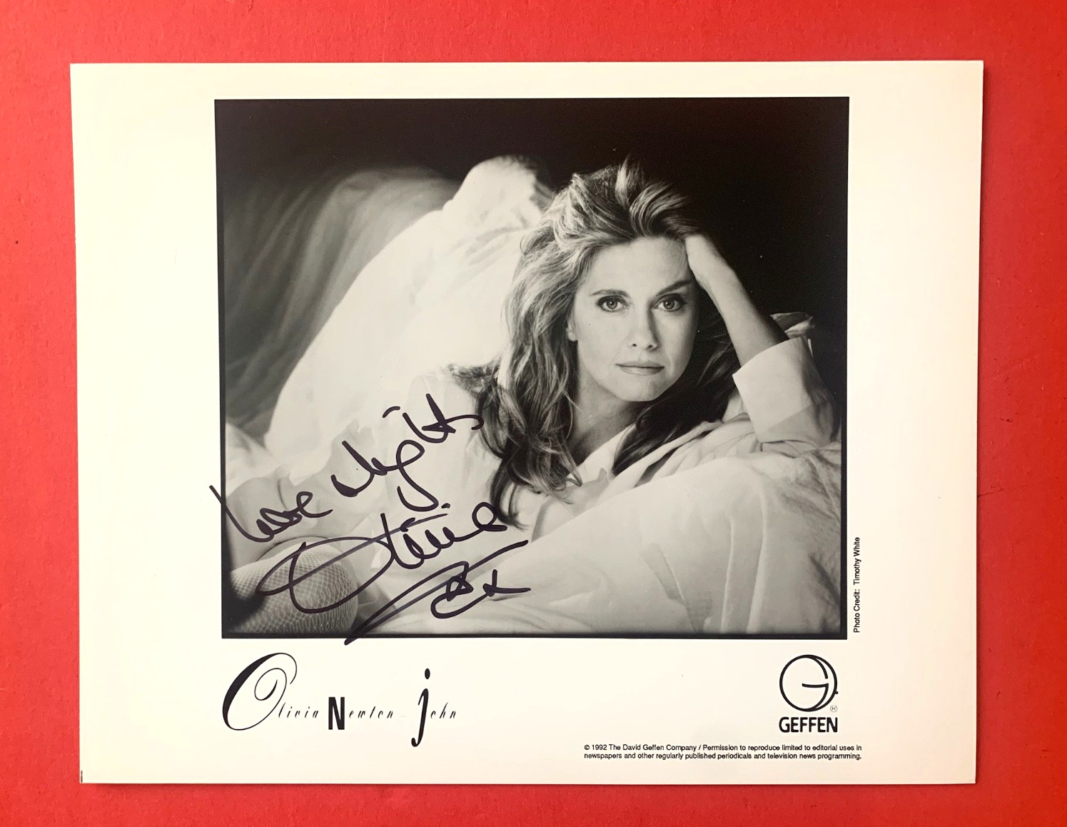 Olivia Newton-John Hand Signed Vintage 1990's 8 x 10 Publicity Photo