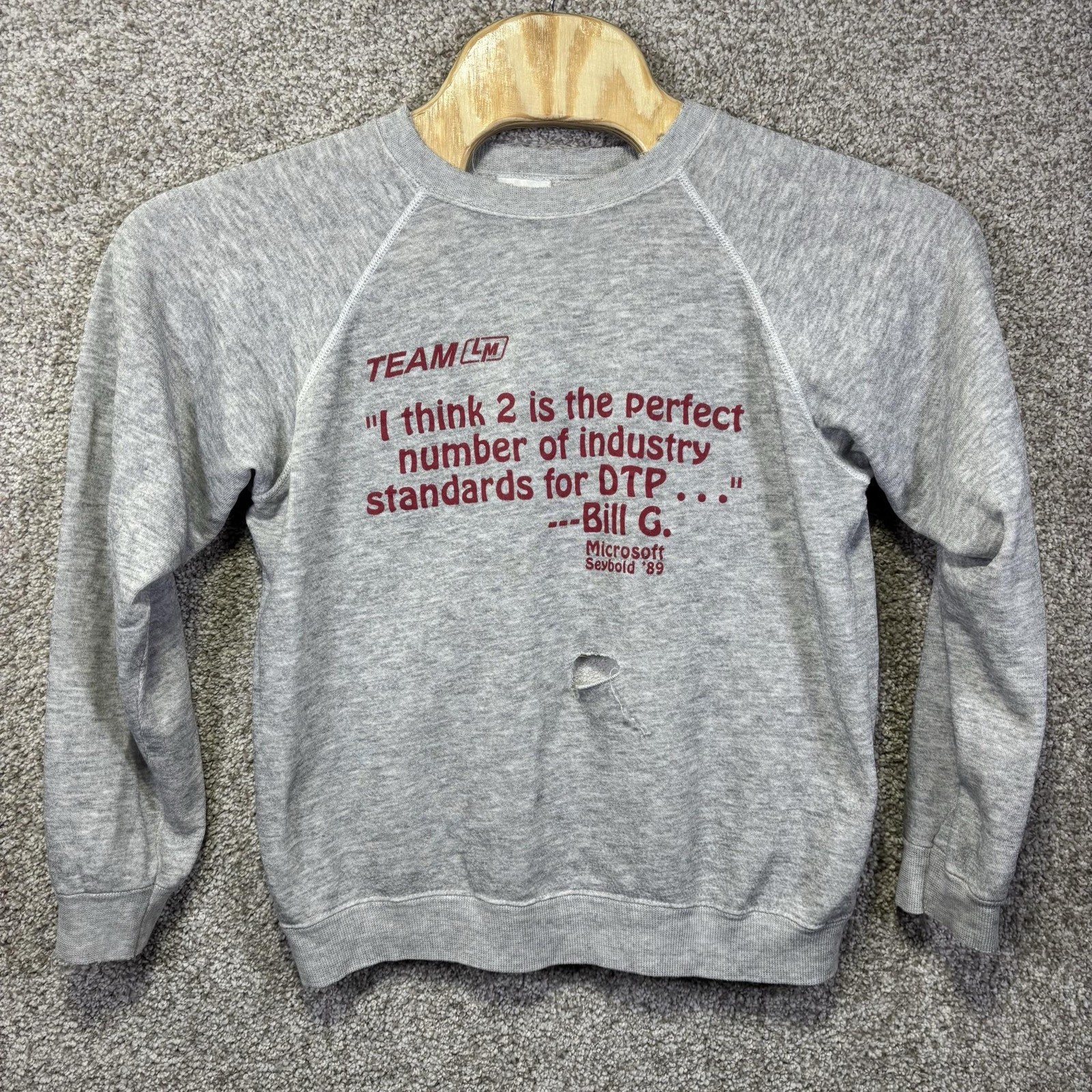 Vintage 1989 Microsoft Bill Gates Font Wars Crewneck Mens Medium Tech Computer