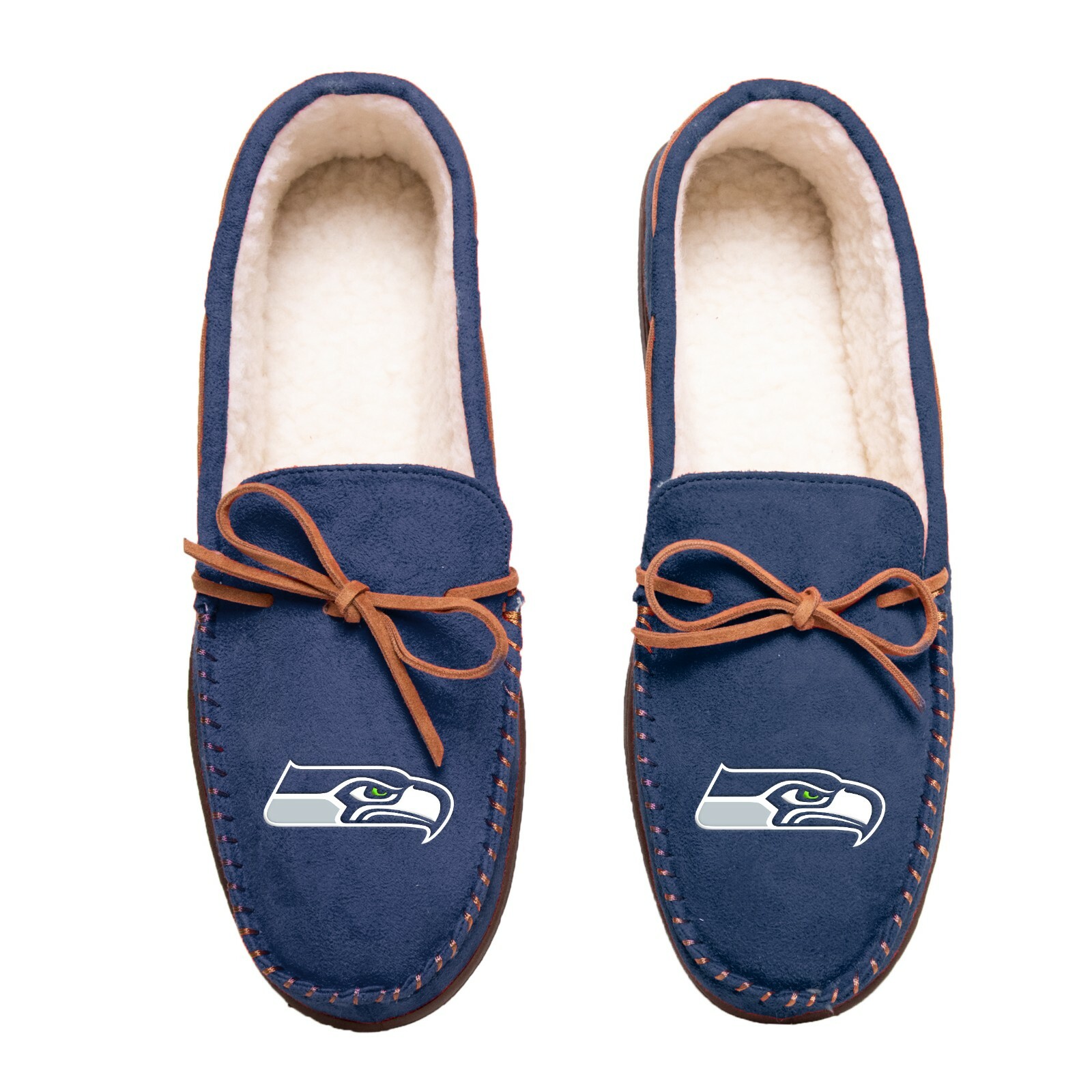 NFL Moccasin Slippers Seattle Seahawks Men\'s M/L sizes Sherpa Lined - Comfy