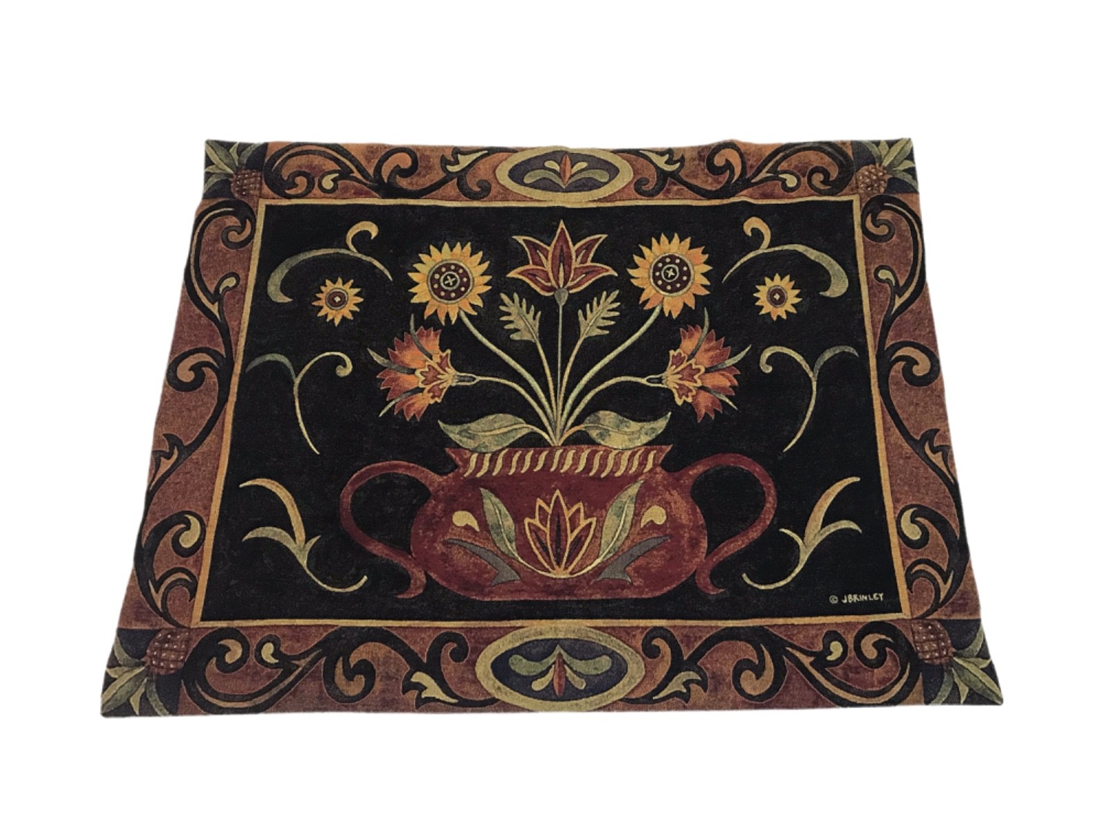 Vintage French Stunning Tapestry Flowers Tapestry Home Decor 100% Cotton 51x39
