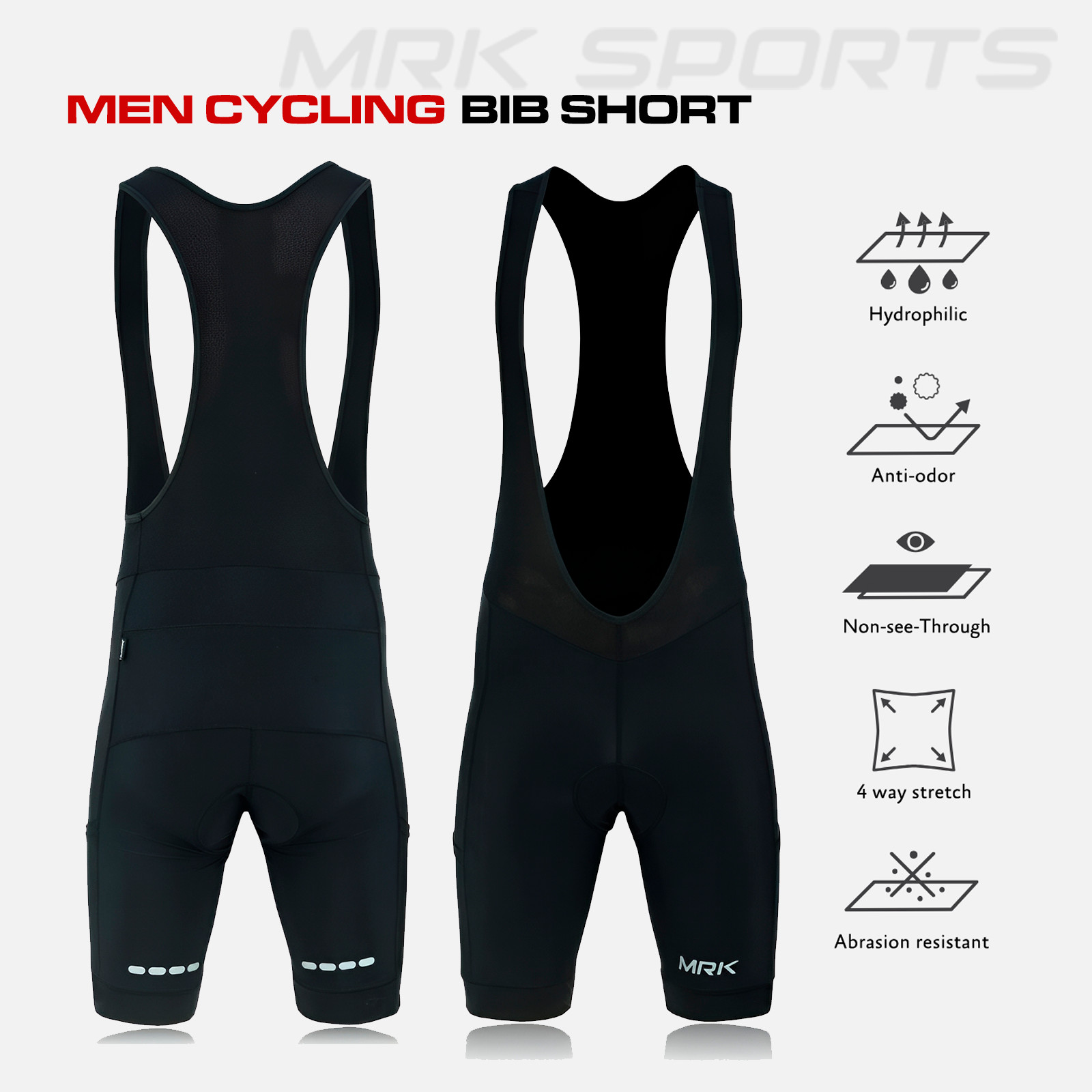 Mens Cycling Bib Shorts Italian Fabric Gel Padded with Pockets Road MTB Bike