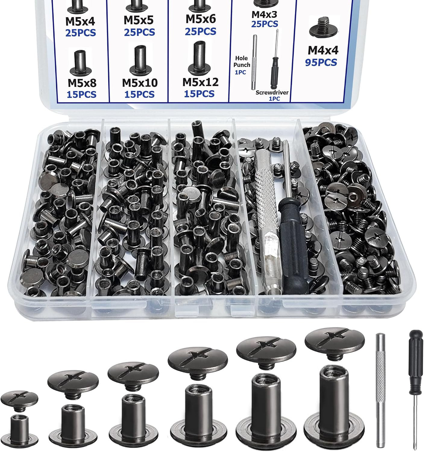 120PCS Chicago Screws for Leather, Carbon Steel for Leather Repair