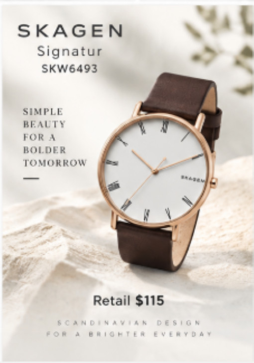 Skagen Signatur Leather Strap Watch
