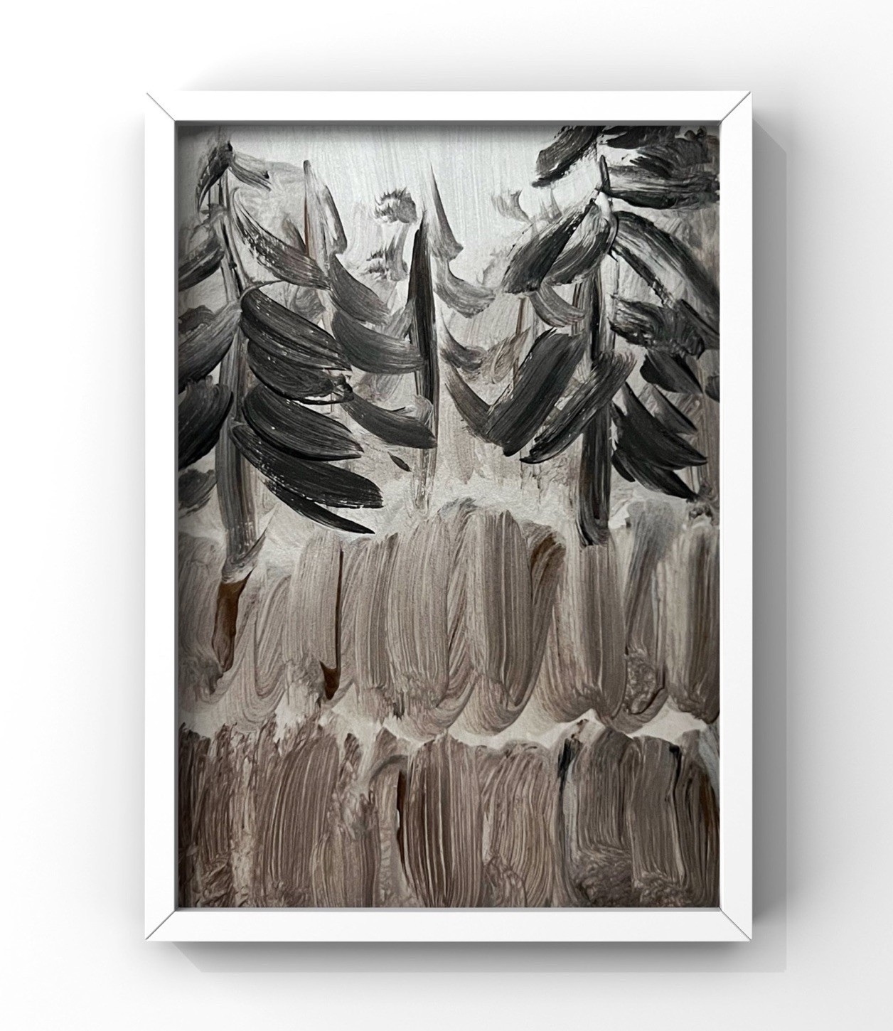 Moody Forest Landscape Painting Minimalist Nature Abstract Art Cabin House Decor