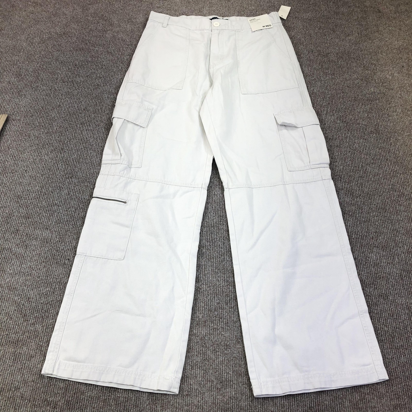 Aéropostale Cargo Pants Mens Medium White Utility Non Stretch Canvas Pockets
