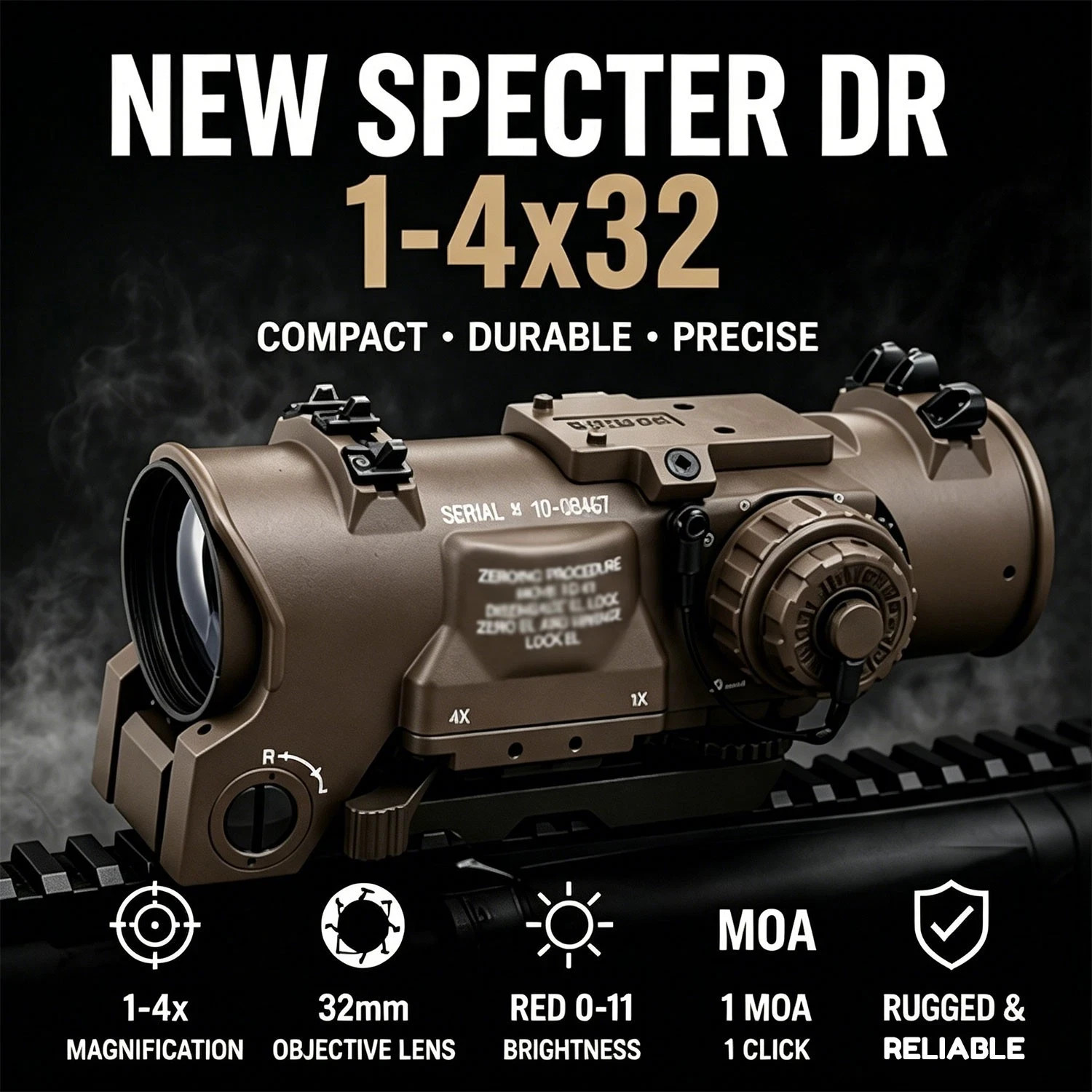 EvolutionGear New Specter DR 1-4X Scope 2026 Ver. 5.56 NATO ARD USA STOCK