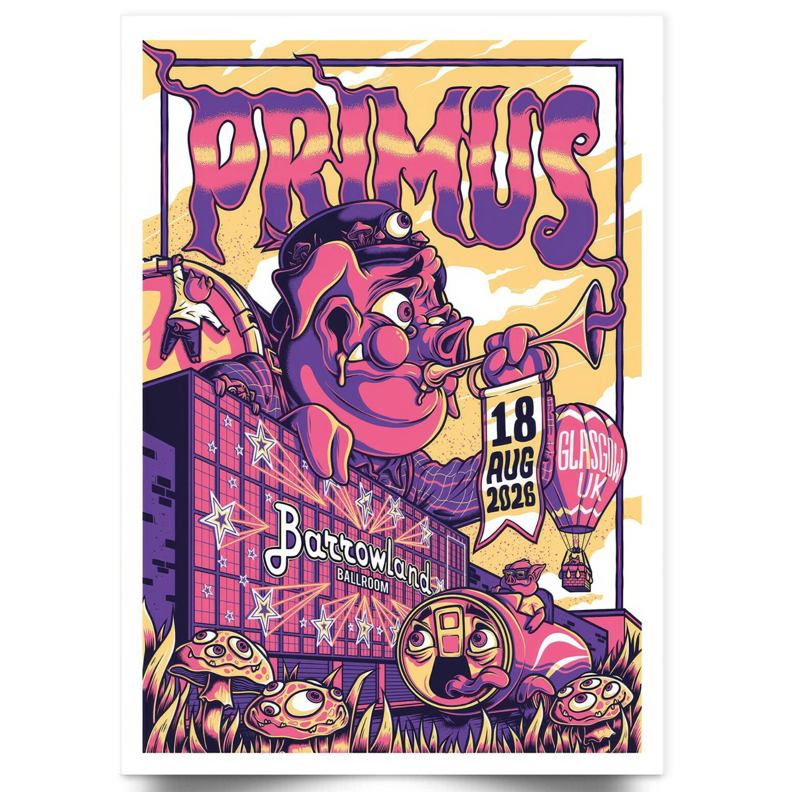 Primus Rock Poster 18th August 2026 Rock Concert Poster Print A5 A4 A3 A2 A1