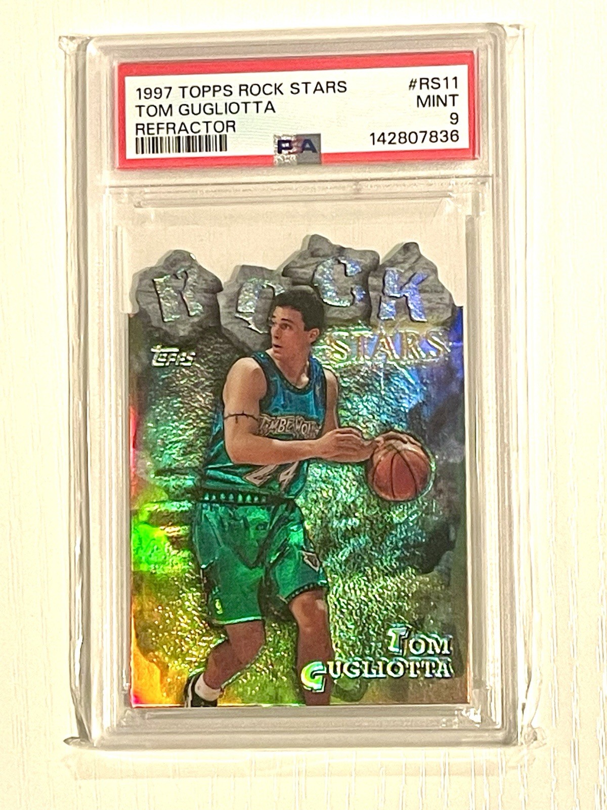 1997 TOPPS ROCK STARS REFRACTOR #RS11 TOM GUGLIOTTA PSA 9
