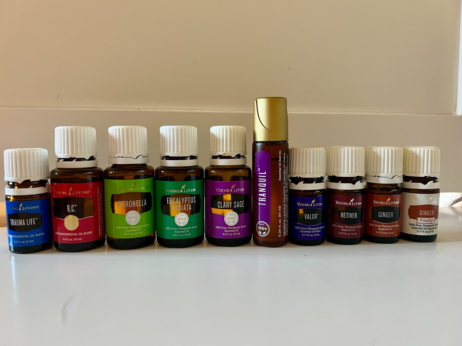 Young Living Essential Oils Lot of 10 RC Vetiver Ginger Valor Tranquil Citronell Young Living Essential Oils Lot of 10 RC Vetiver Ginger Valor Tranquil Citronell