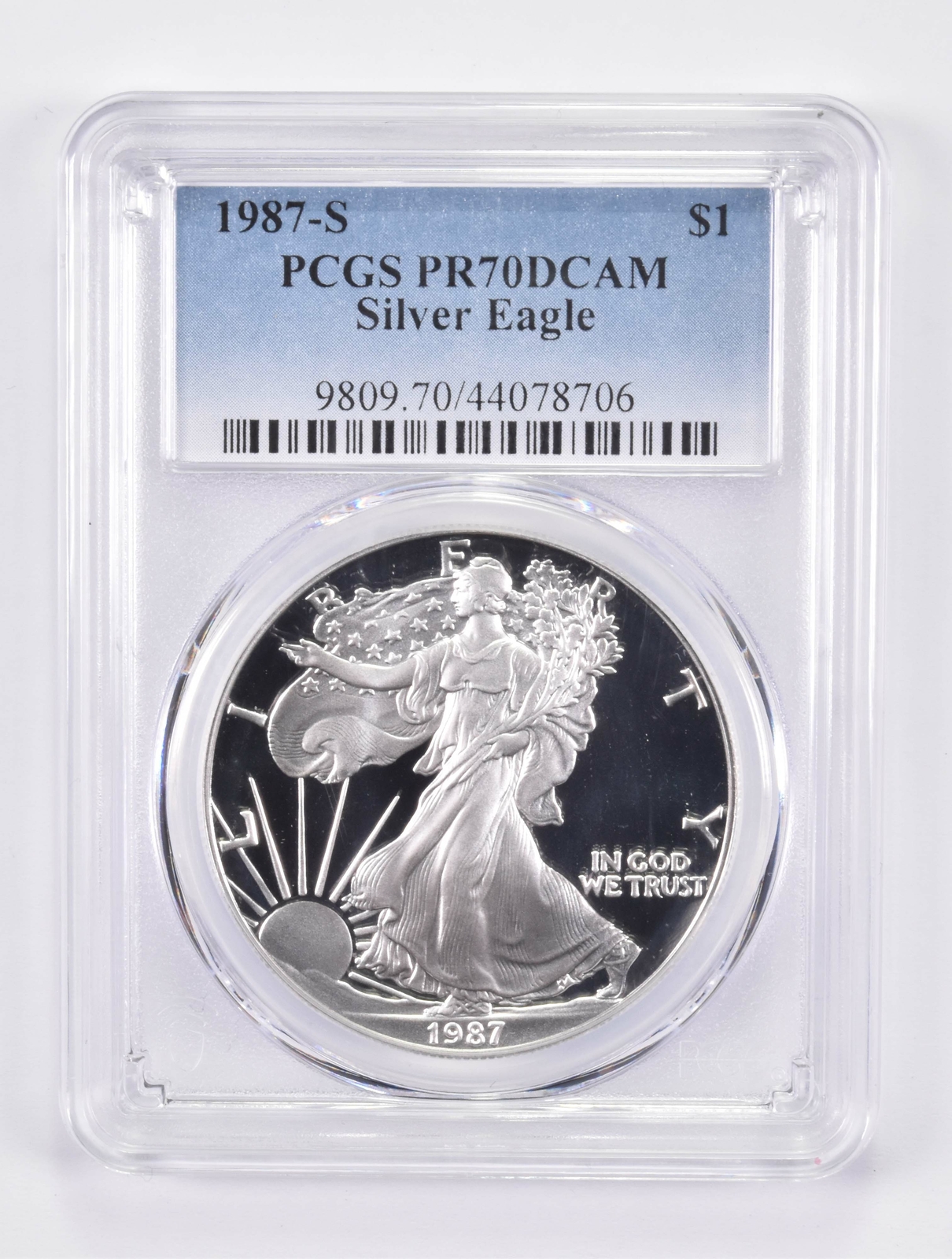 1987-S American Silver Eagle PR70 DCAM PCGS Blue Label