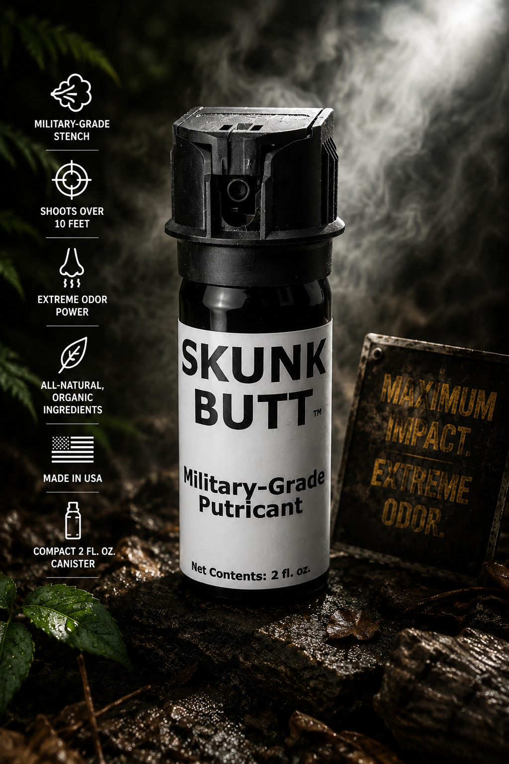 Skunk Butt Stink Spray Military-Grade Prank Liquid 10ft Range 2 oz Stink Bomb