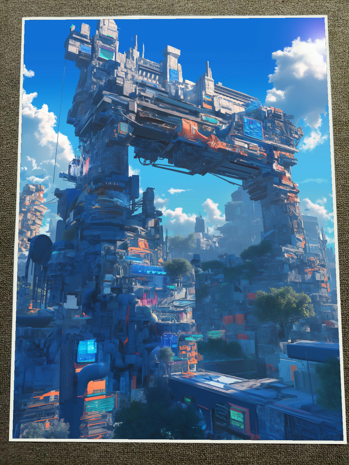 Futuristic Cityscape with Sci-Fi Architecture Poster 18x24in