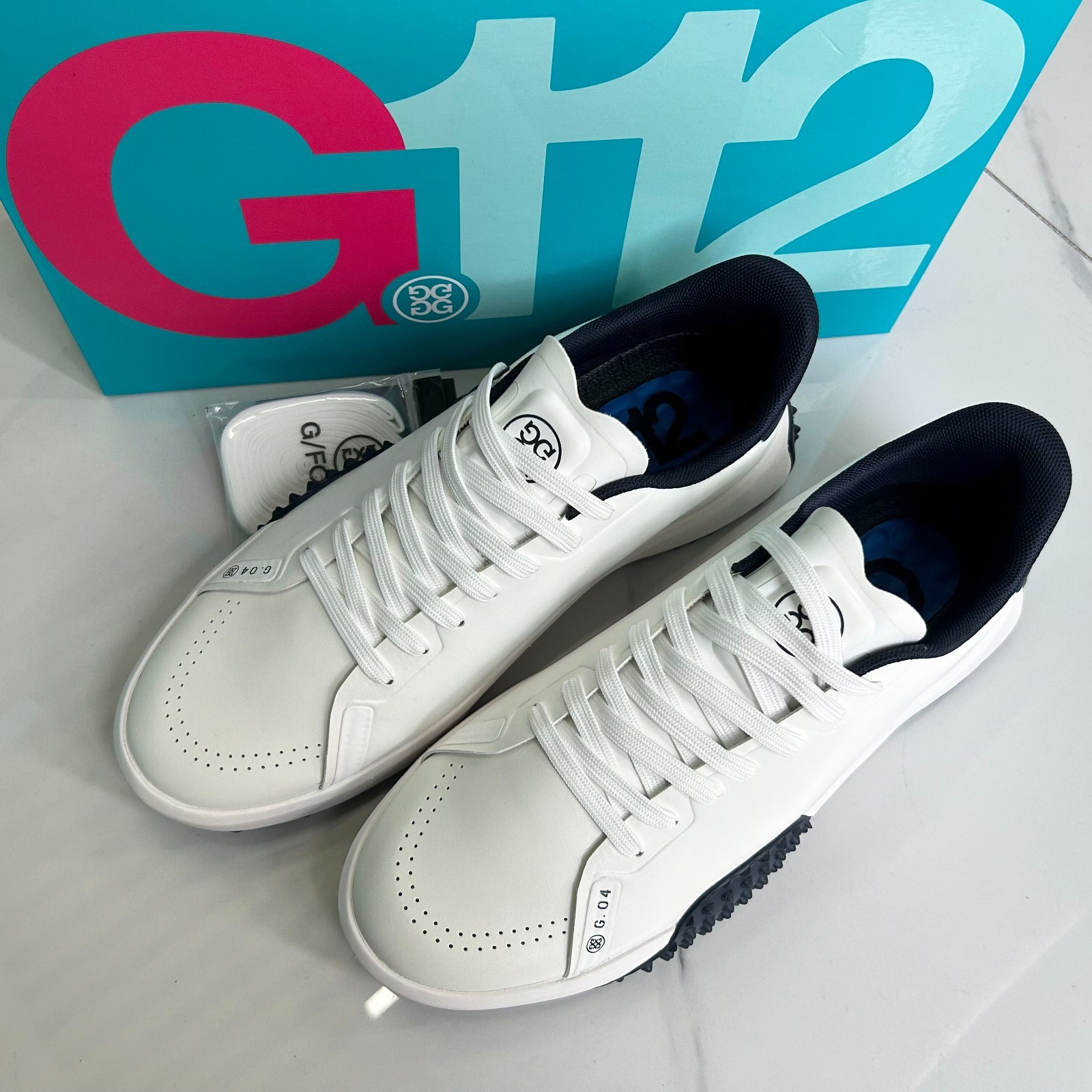 G/FORE G.112 Men\'s Golf Shoes PU Leather Sneakers New -SNOW/TWILIGHT Size 10-12