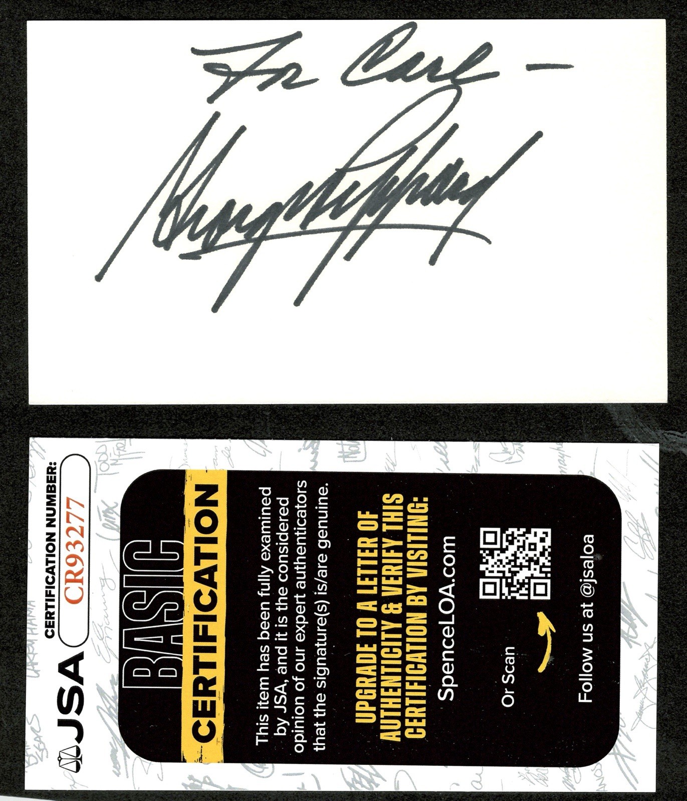 George Peppard Signed Autographed 3x5 Card JSA Cert A-Team 2