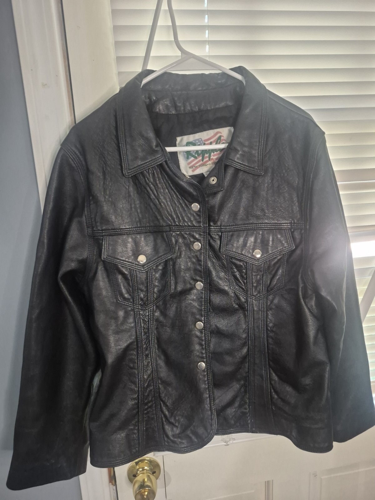 Vintage Ripples Leather Jacket Men\'s XL Black  \