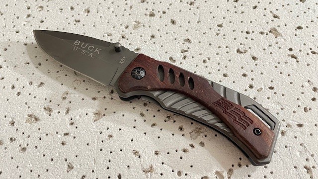 Buck USA X61 Folding Pocket Knife Tactical Plain Blade Steel Rosewood Handle Lin
