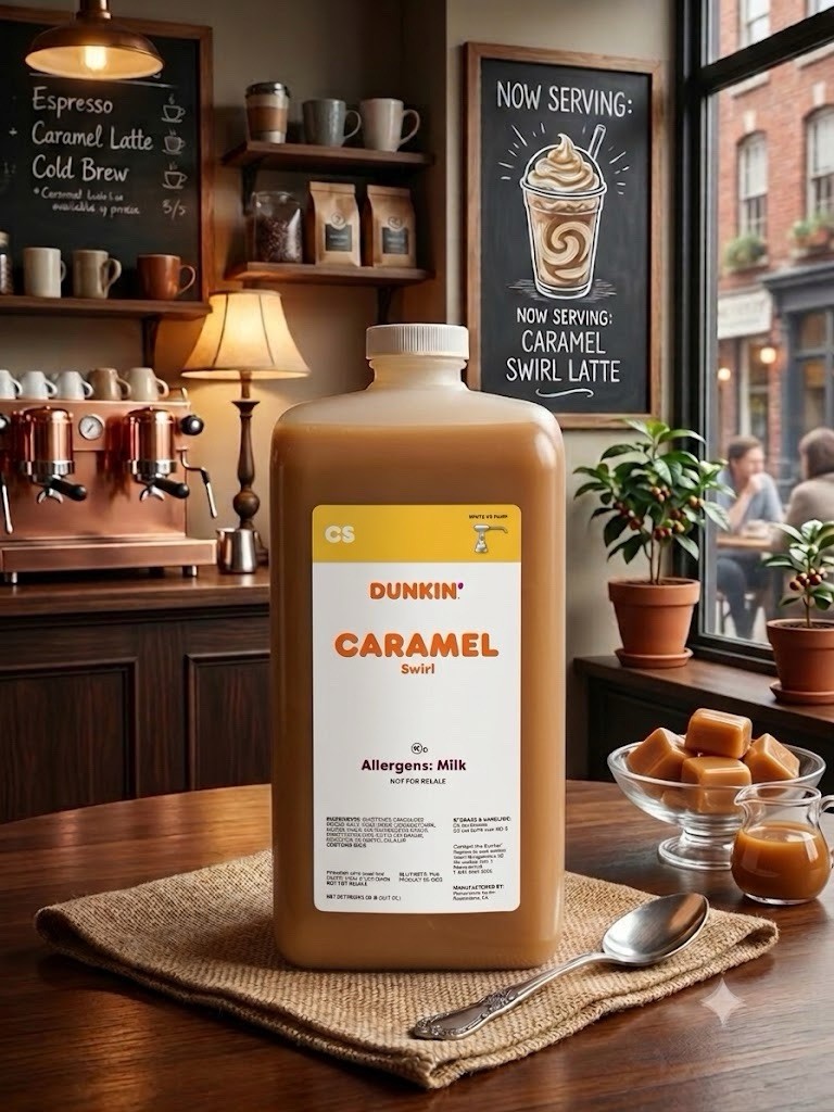 Dunkin Donuts Caramel Swirl 64 Oz Jug W Pump Exp Jan 2027 Dunkin Donuts Caramel Swirl 64 Oz Jug W Pump Exp Jan 2027
