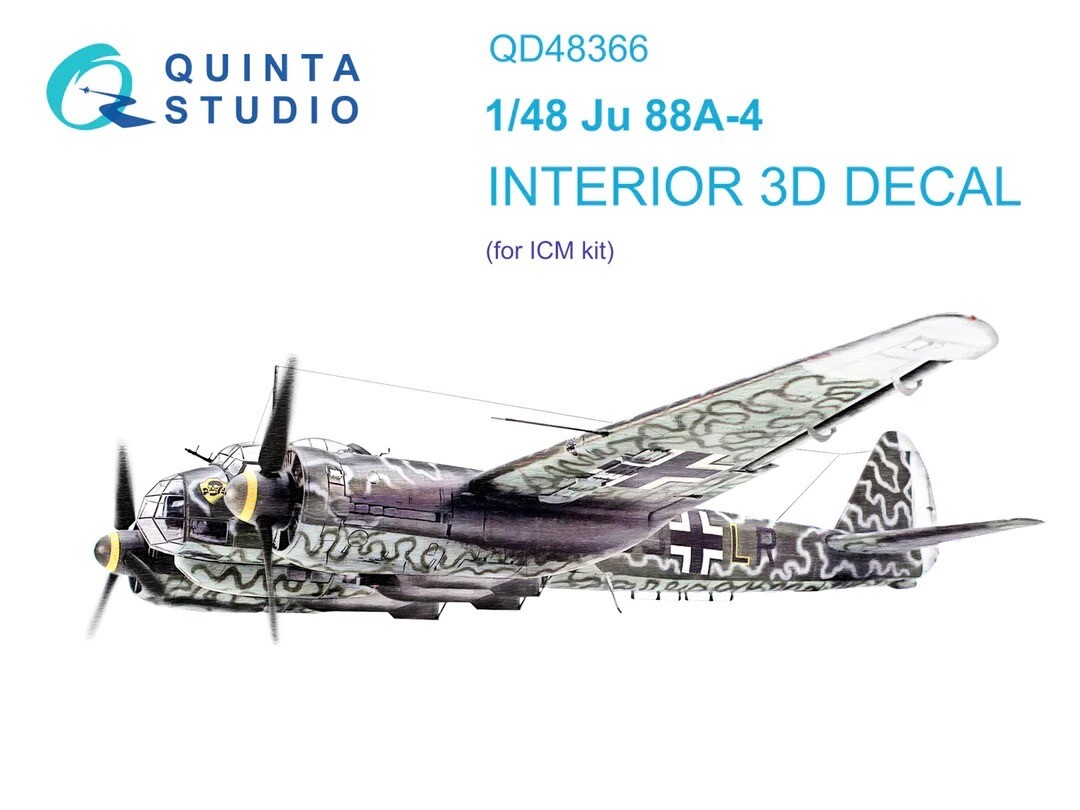1/48 Quinta Studios 3D Interior Decal #48366 Ju88A-4 For ICM Kit 1/48 Quinta Studios 3D Interior Decal #48366 Ju88A-4 For ICM Kit