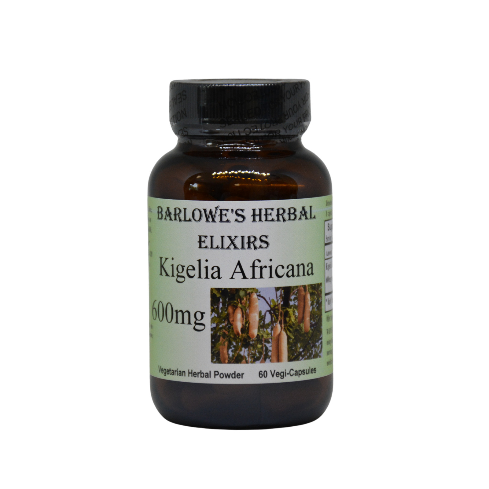 Kigelia Africana Bark | 600 mg Per Capsule | 60 Vegi-Capsules | Stearate Free