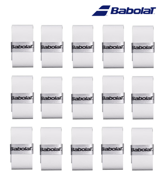 Babolat Pro Tour Comfort Tennis Badminton Overgrip_White_15 Pack_Zipper Bag