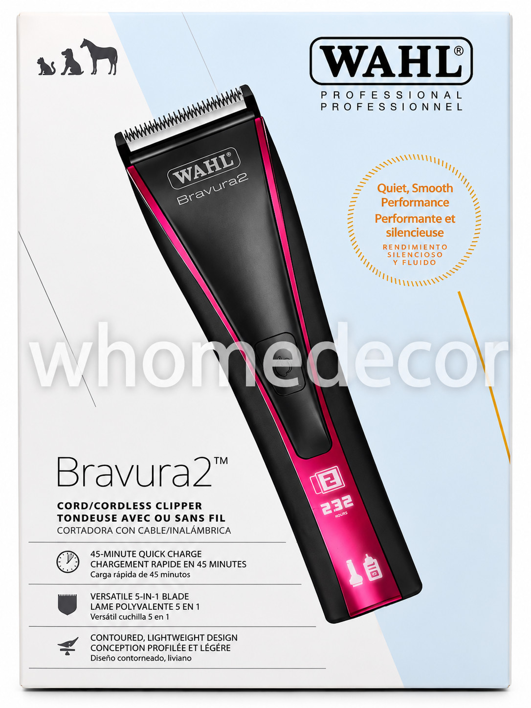 NEW Wahl Pro Animal Bravura2 Cordless Professional Pet Dog Clippers PINK NEW Wahl Pro Animal Bravura2 Cordless Professional Pet Dog Clippers PINK
