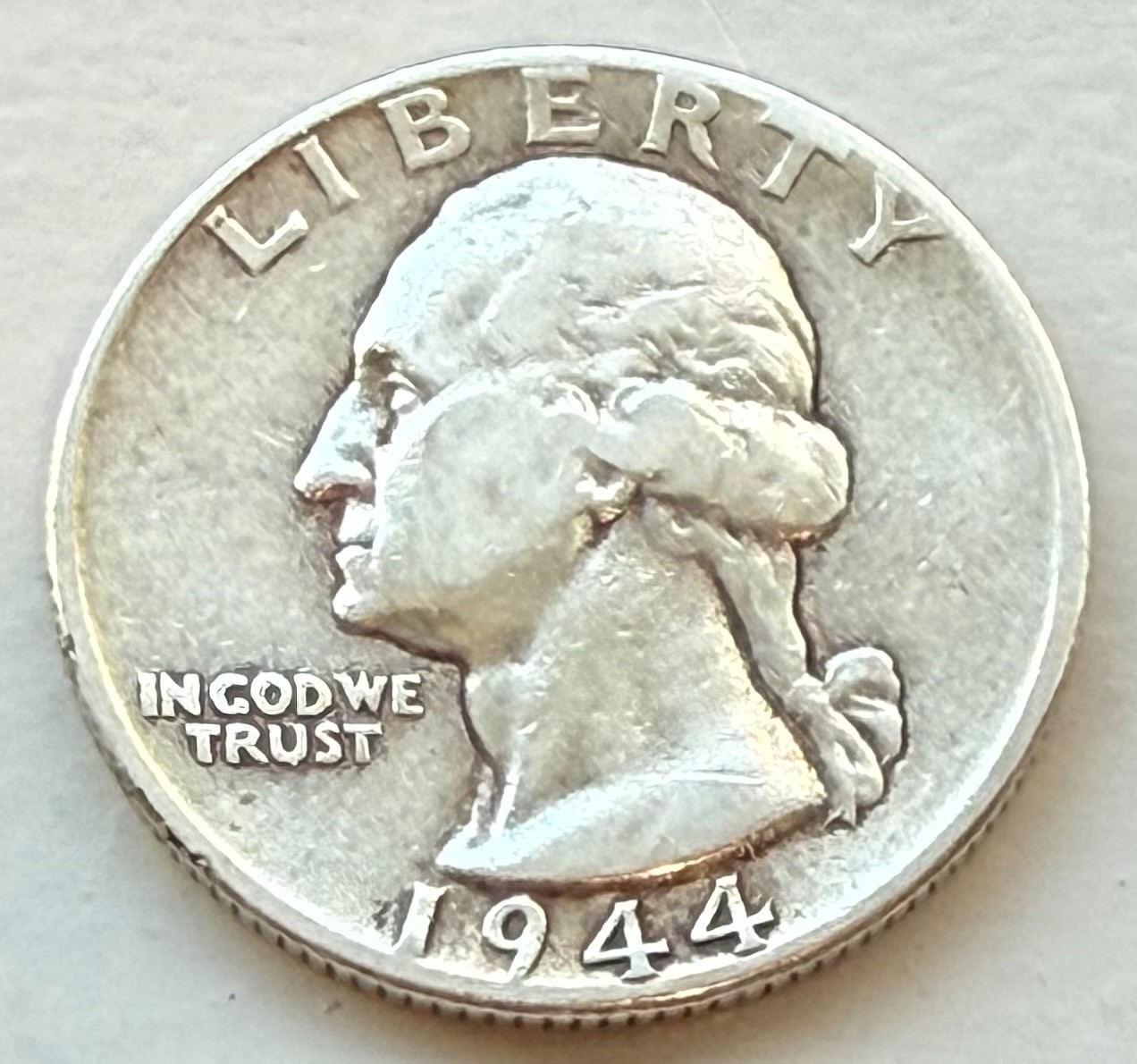 1944 Washington Quarter 90% SILVER ~ (VF) WWII Era US 25c Coin