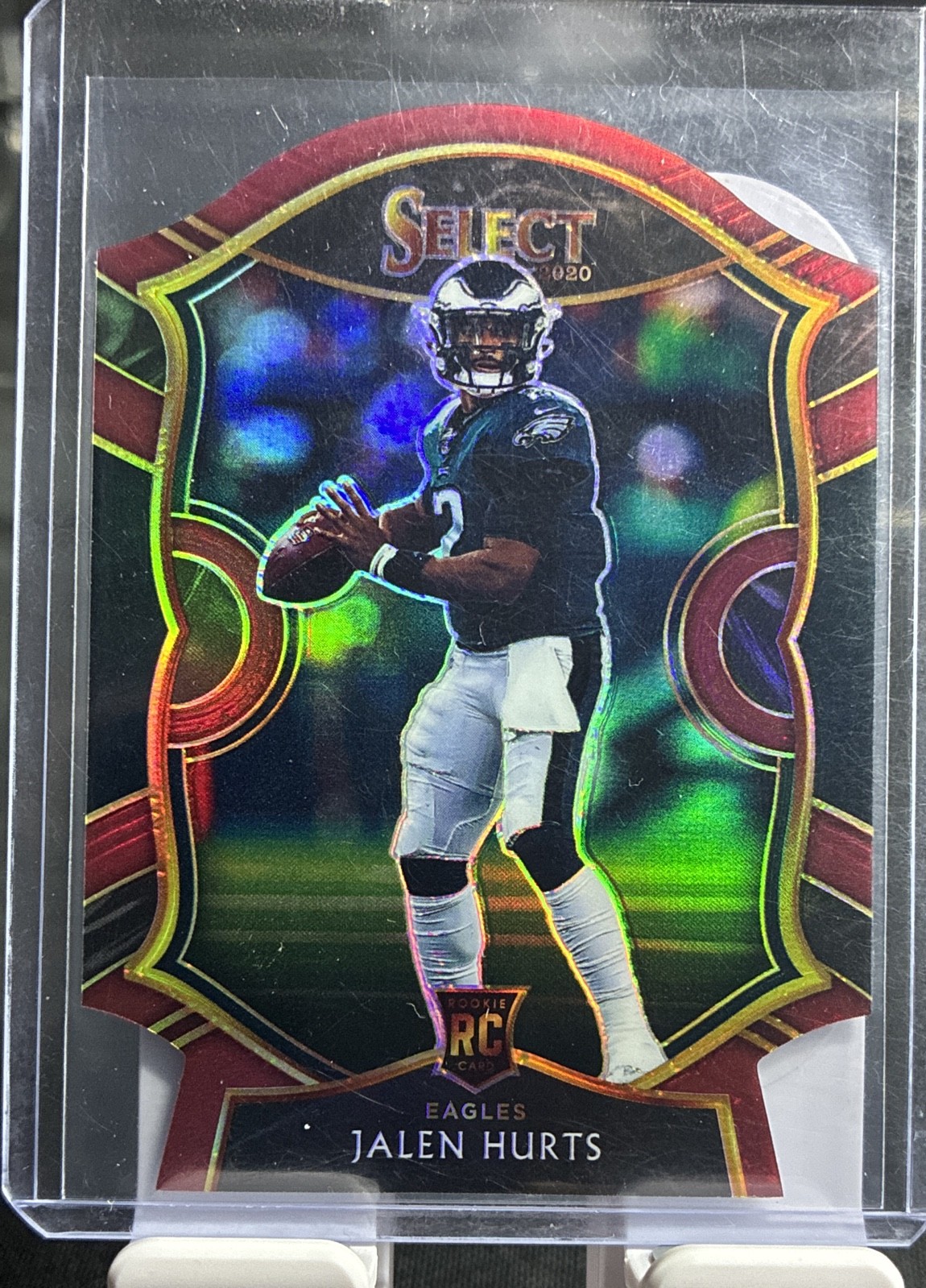 2020 Panini Select - Concourse Jalen Hurts #50 Red Prizm Die-Cut Rookie