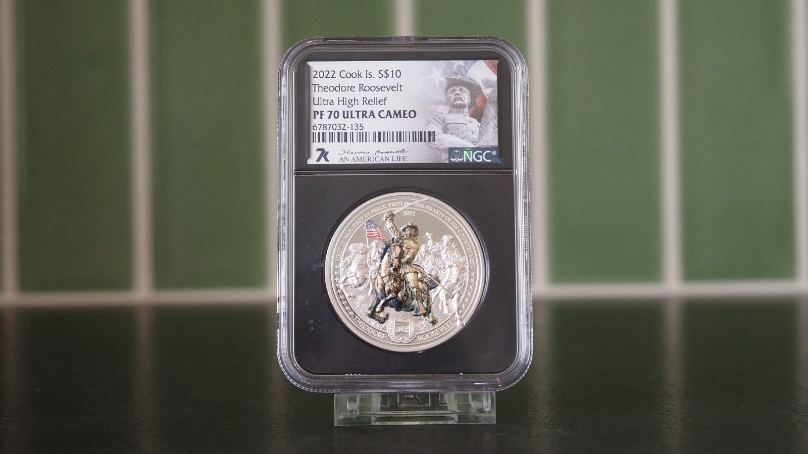 2022 Cook Islands $10 Theodore Roosevelt Ultra High Relief 2 oz silver PF 70