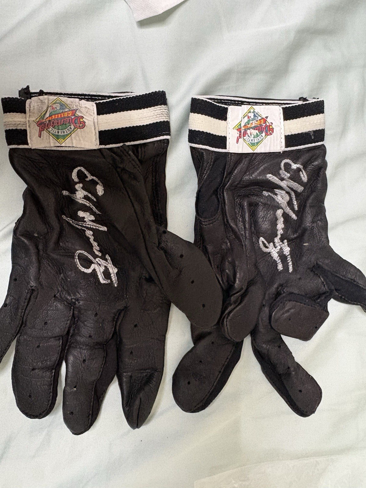 Edgar Martinez Auto Franklin Diamond Game Used Batting Gloves Signed Certificate