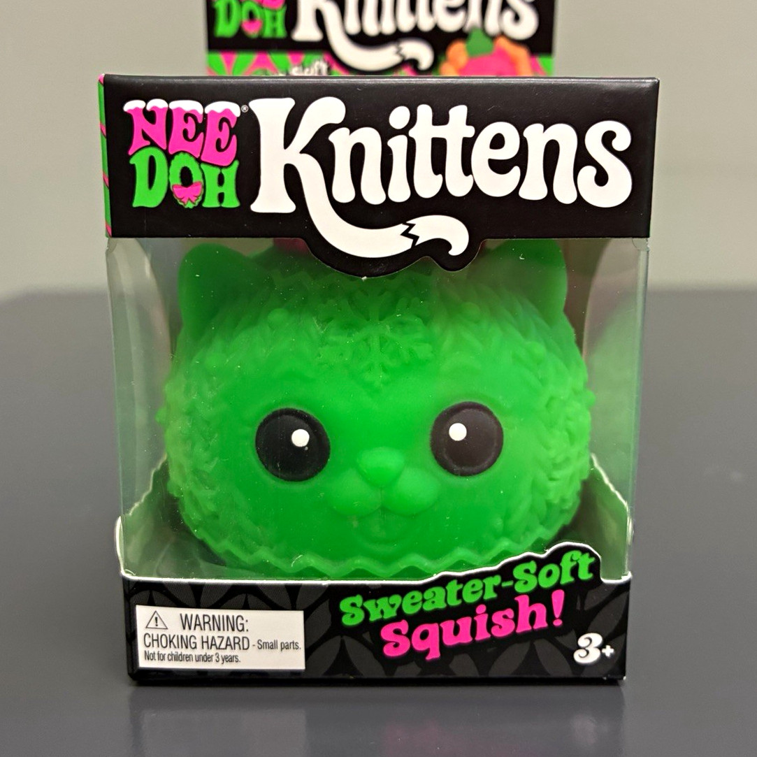 NeeDoh Knittens Squishy, Green, RARE, Authentic, Brand New-Factory Sealed