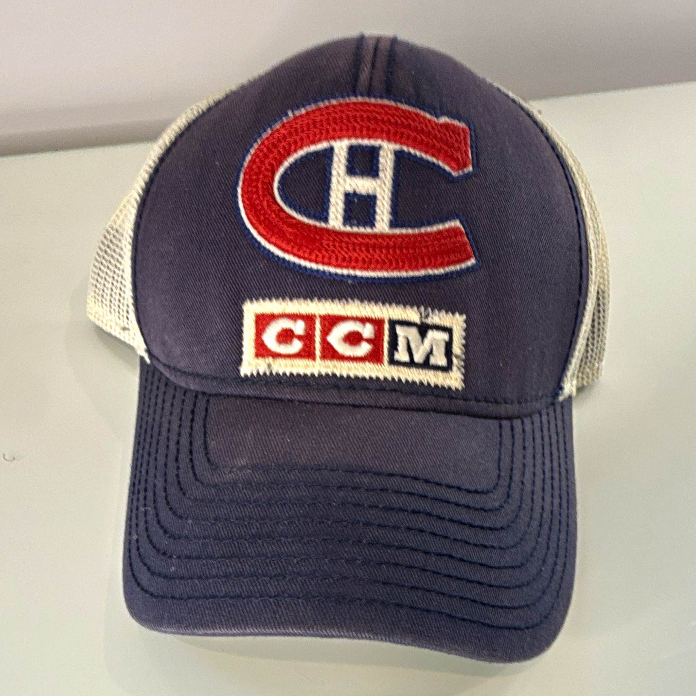 CCM Montreal Canadiens NHL Mesh Trucker Snapback Hat Cap One Size Blue/White