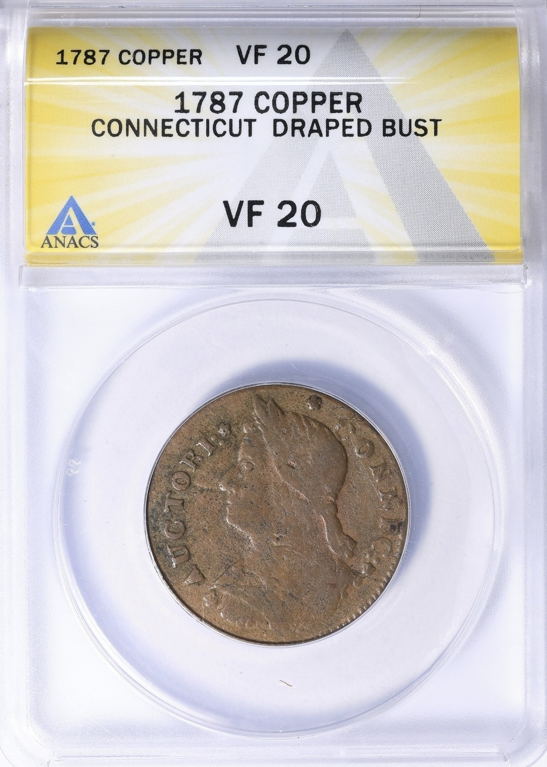 1787 Connecticut Colonial Draped Bust Left ANACS VF-20