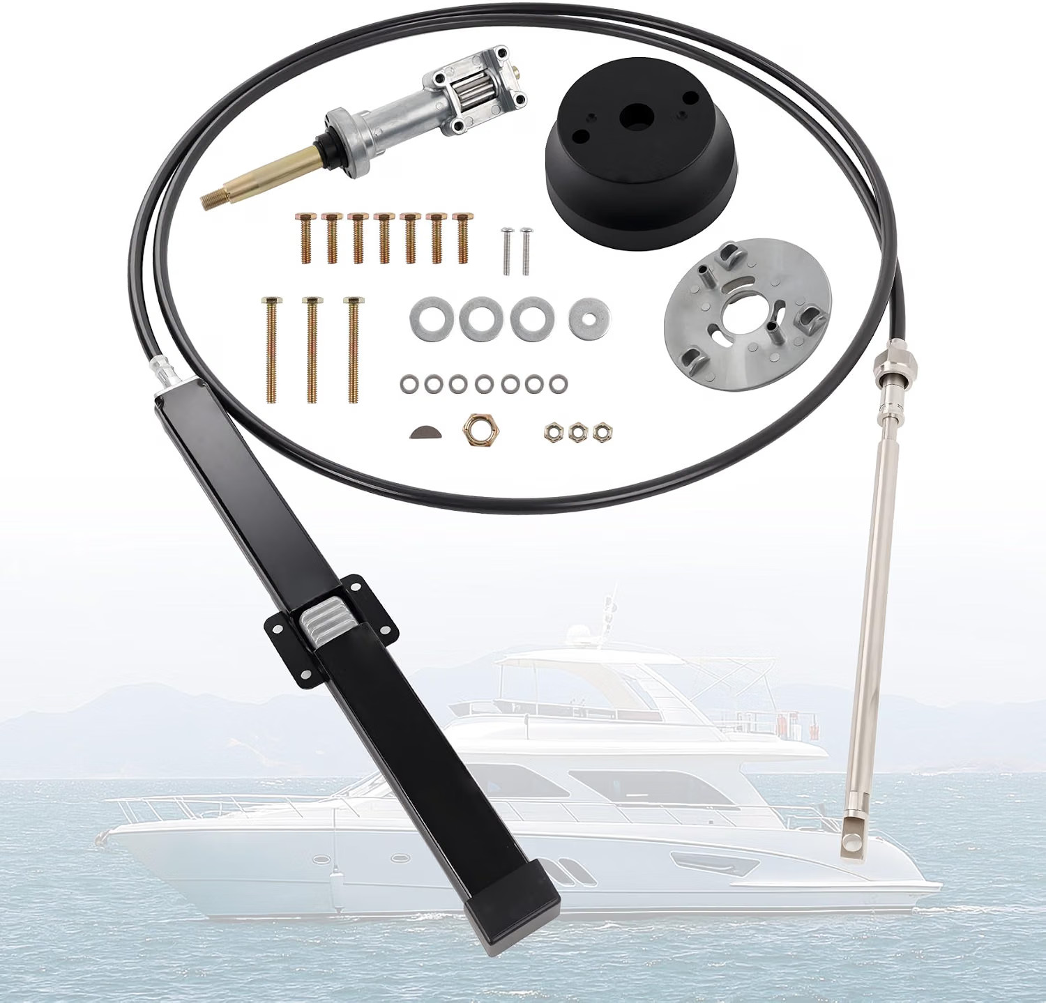 Boat Steering Cable Kit Back Mount Rack & Pinion Fits Teleflex Seastar 14' Boat Steering Cable Kit Back Mount Rack & Pinion Fits Teleflex Seastar 14'