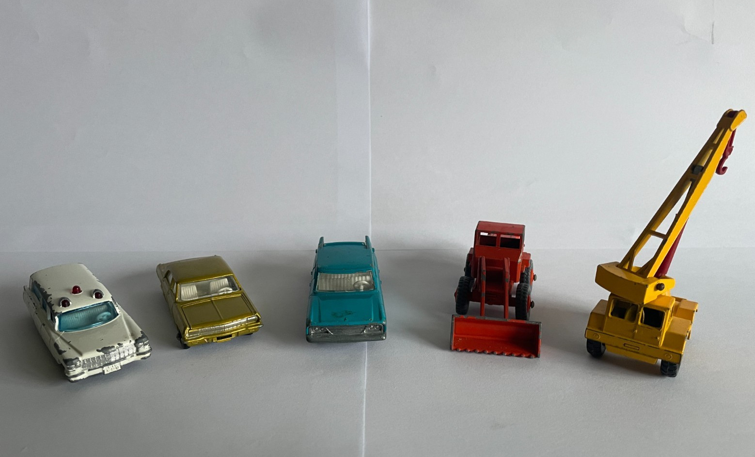 Matchbox Lesney - 5x Diecast Car Crane Digger Bundle For Restoration 1960\'s