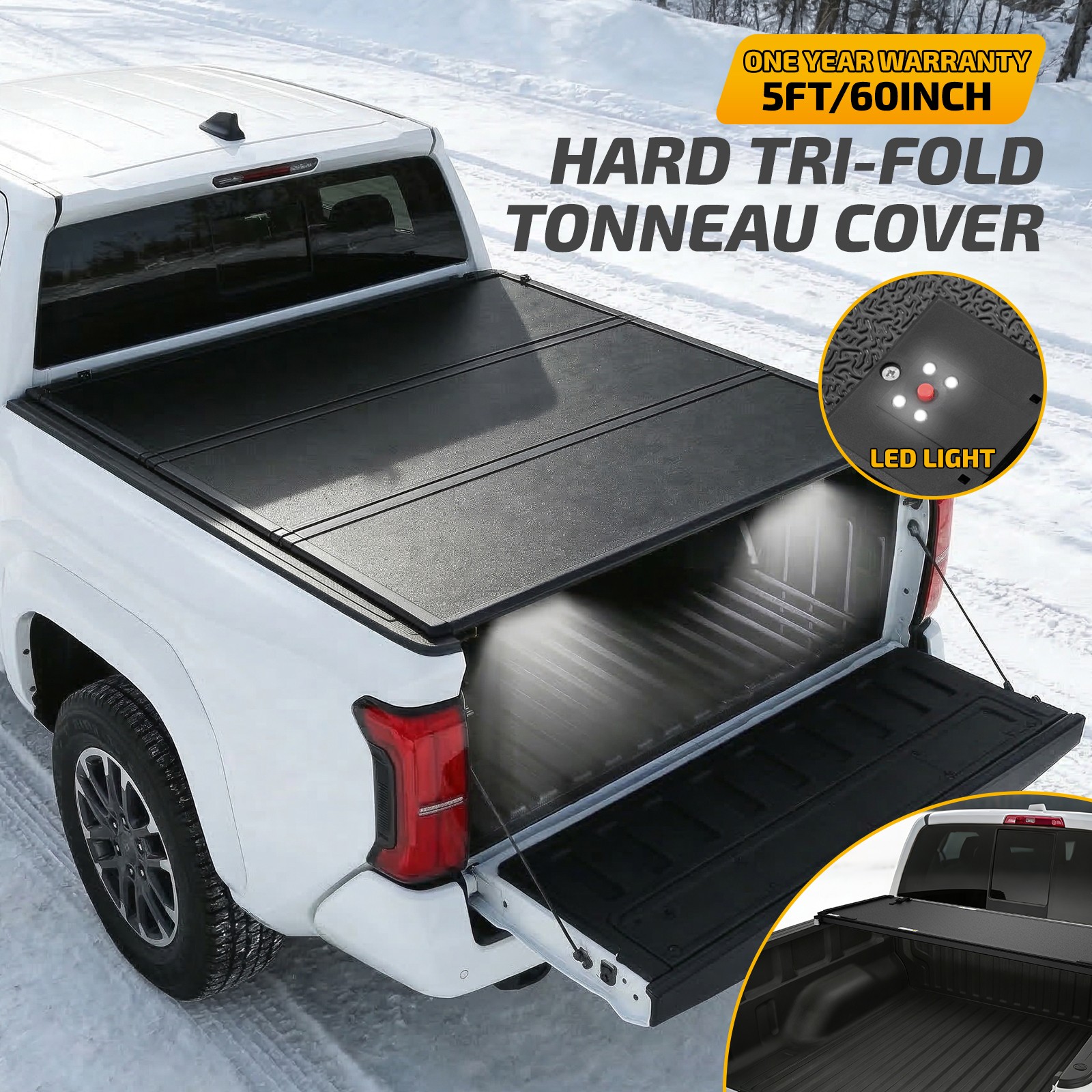 For 2024-2026 Toyota Tacoma 5.0FT Hard Bed Cover No Drill Install 15 Minutes
