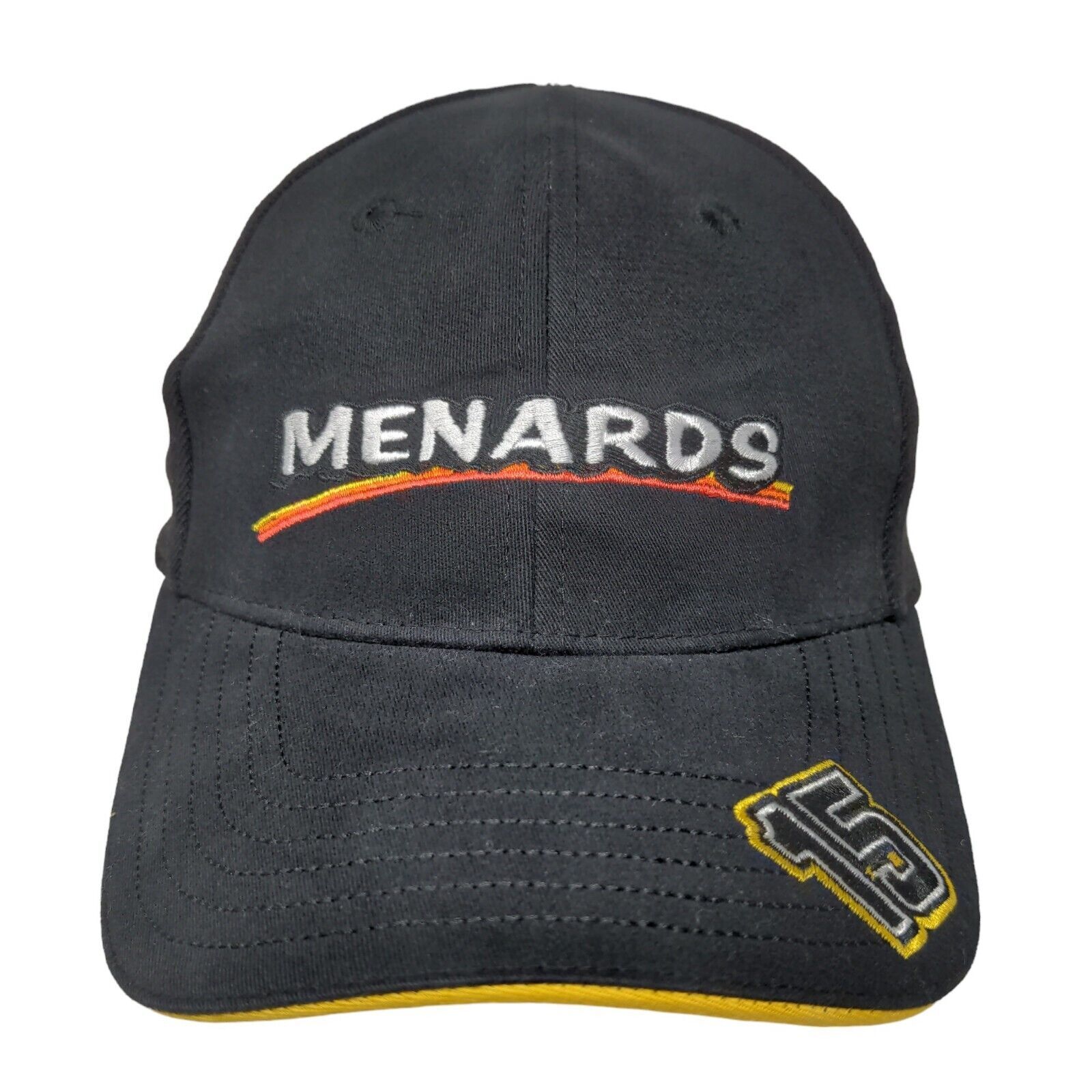 Menards Men\'s Fitted Hat Black Stretch Embroidered #15 Logo Acrylic Blend