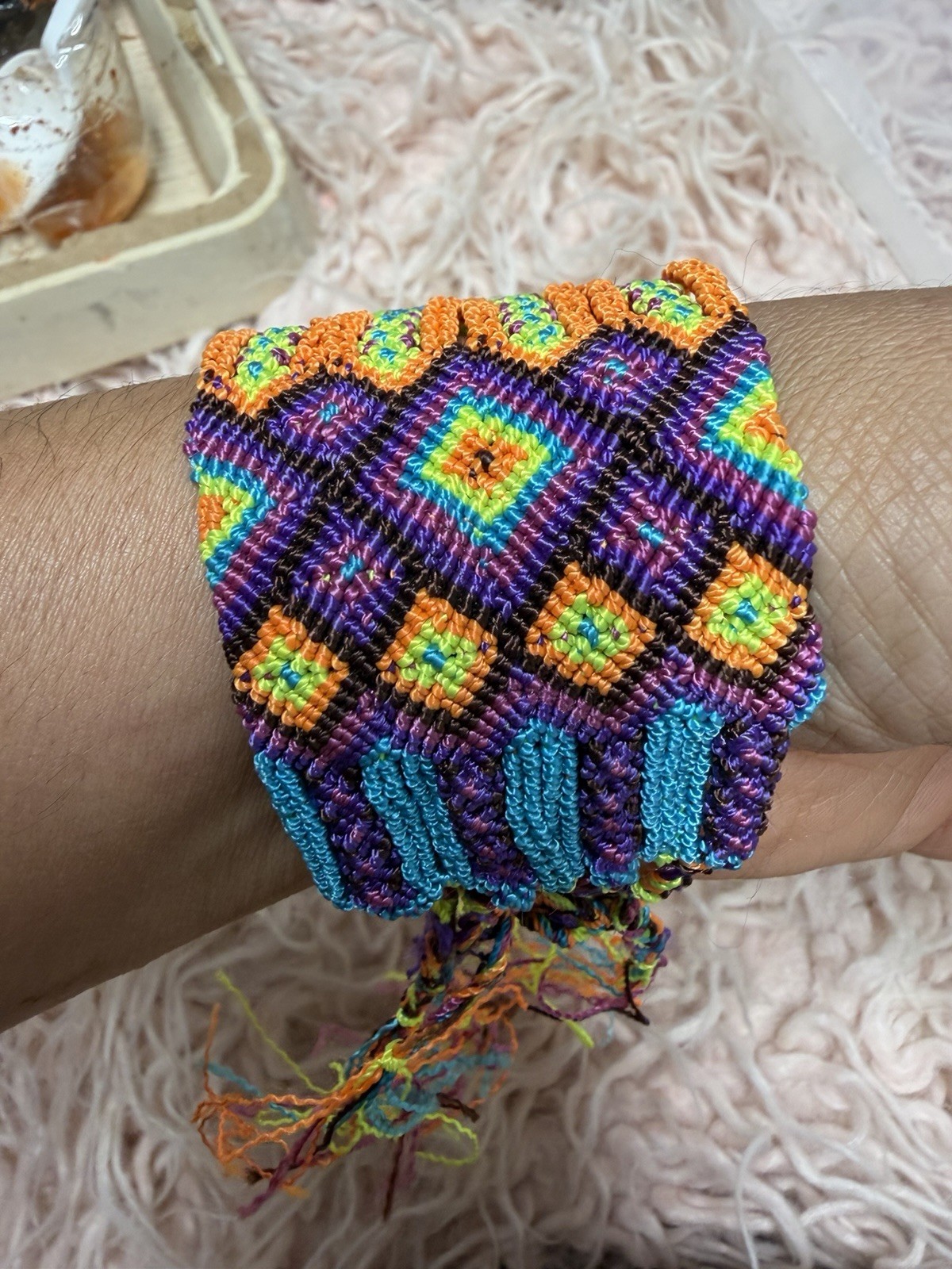 Huichol Wixárika Style Handwoven Wide Cuff Bracelet Mexican Folk Art Boho #7