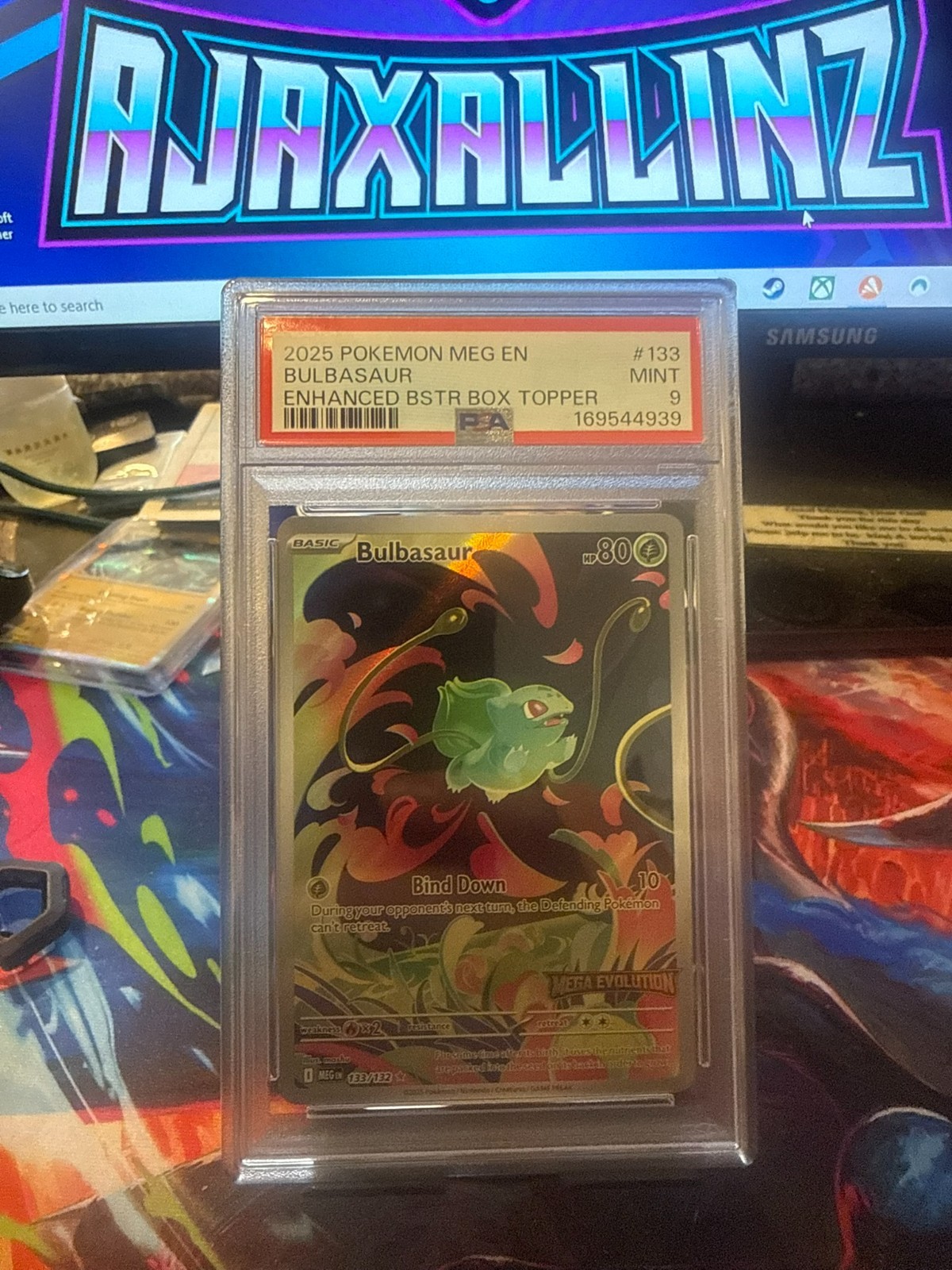 Pokemon 2025 Meg EN-Mega Evolutions 133/132 Bulbasaur Stamped Promo PSA 9 Mint Pokemon 2025 Meg EN-Mega Evolutions 133/132 Bulbasaur Stamped Promo PSA 9 Mint