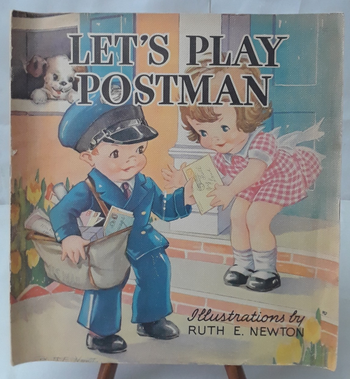Vintage 1936 Whitman Book Let\'s play Postman Ruth Newton Linen Pages