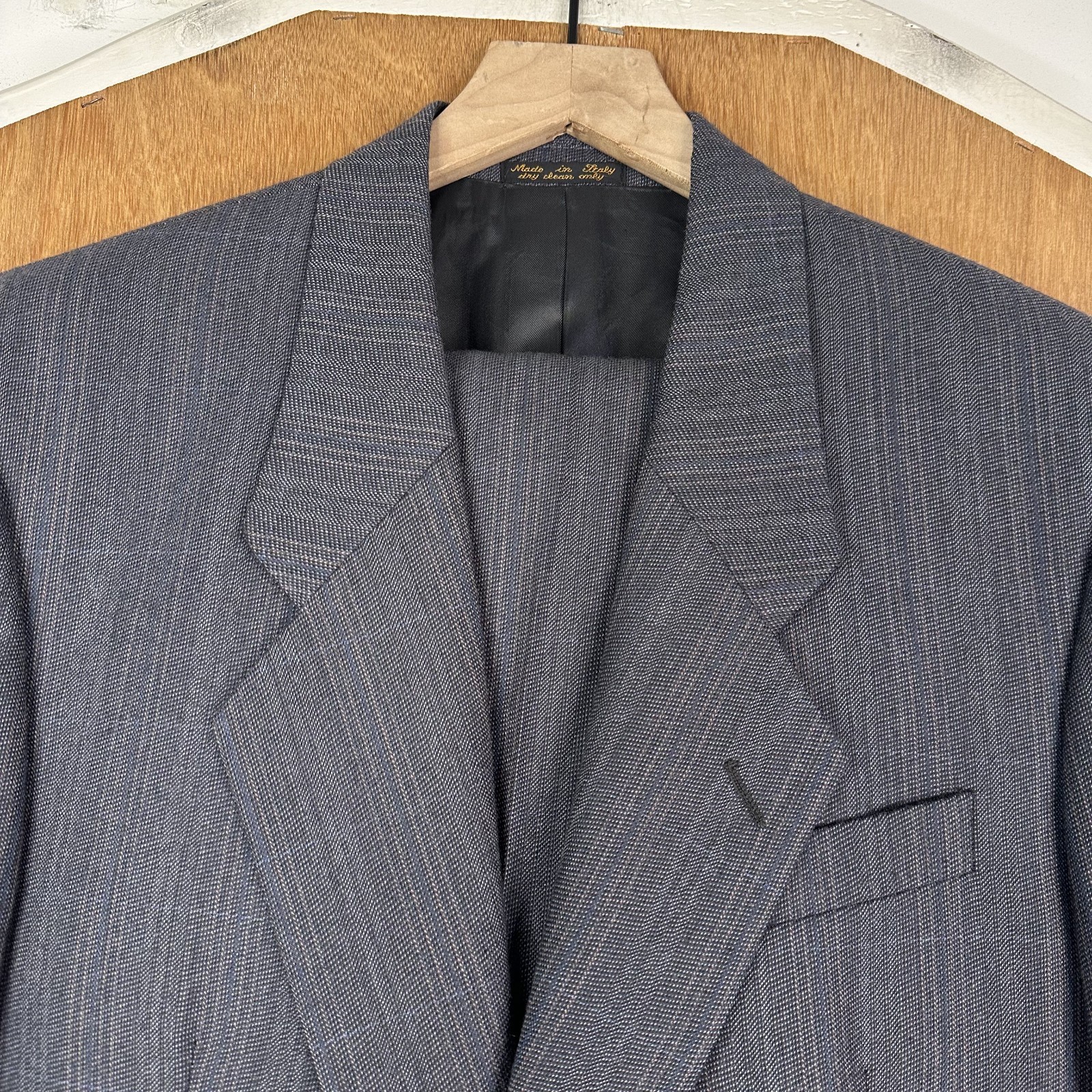 VTG Gianni Salmieri Suit Mens 39S Gray Pinstripe 2 Button Italy Wool Pants 32x28