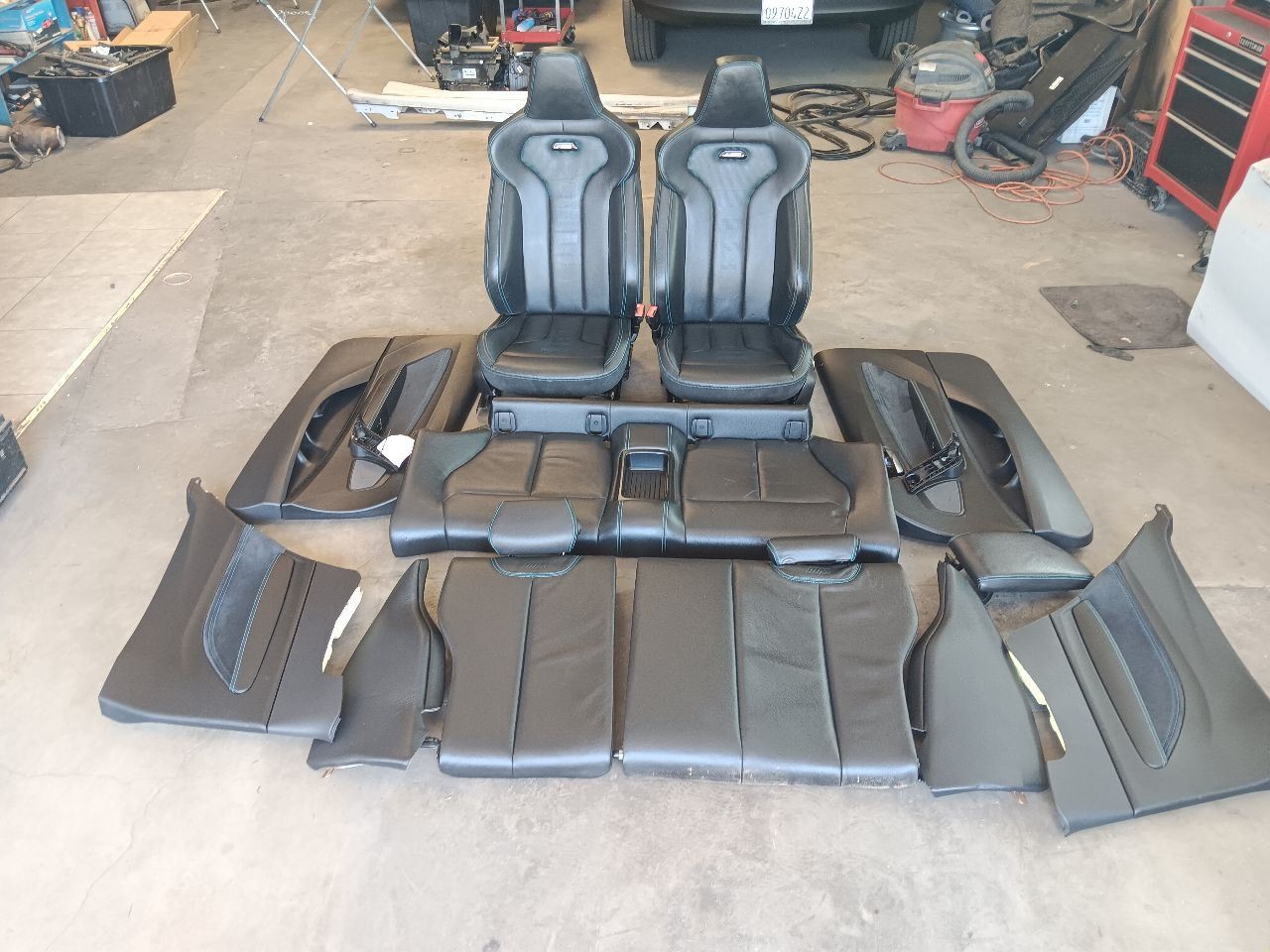 OEM 2016-2021 BMW M2 F87 Seats Door Black Interior Leather Blue Stitching