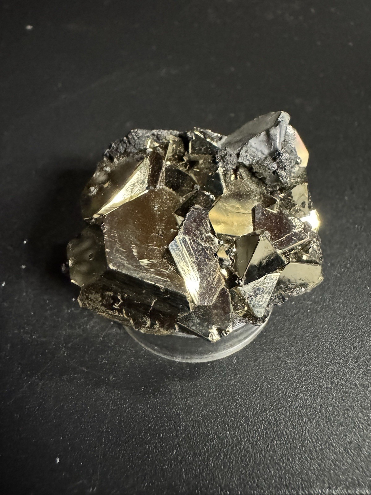 7917 Unique Galena On Pyrite Peru .8”T 1.3”W 1.7”L 2 Oz. Stand Not Included