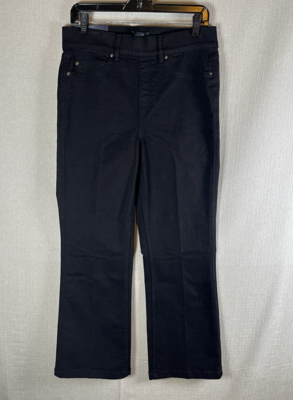 SPANX Kick Flare Jeans Black High Rise Stretch Denim Pants Womens Size Large NEW