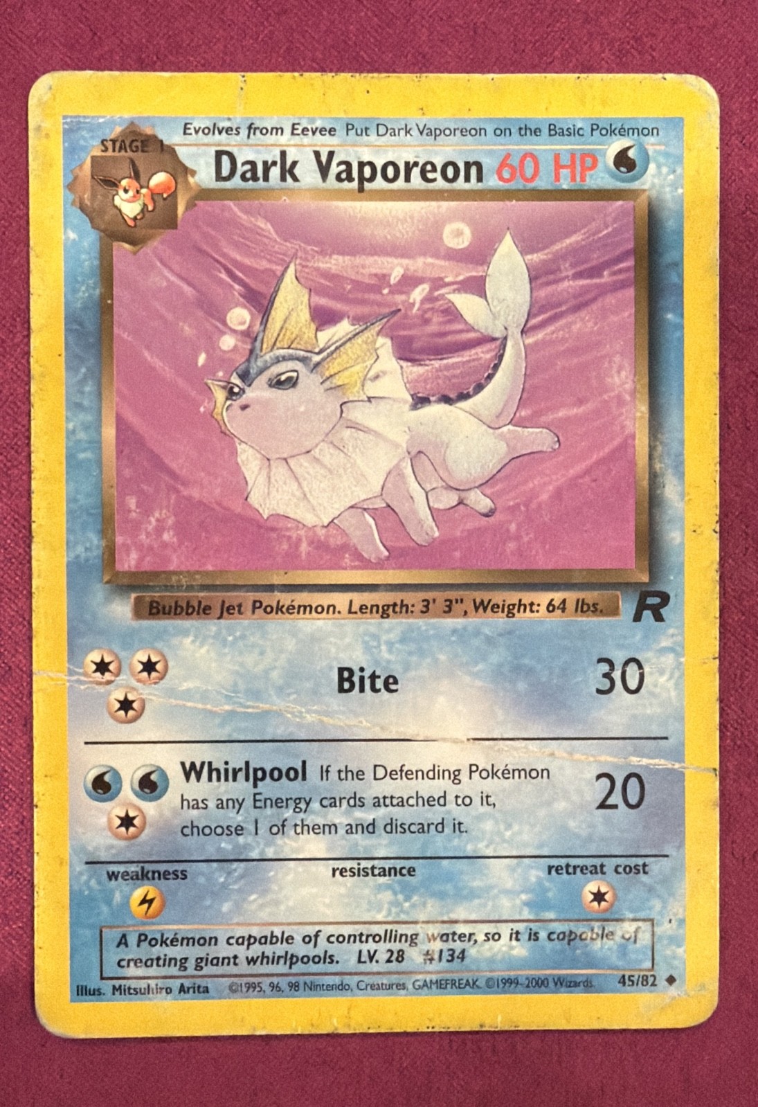 Dark Vaporeon 45/82 Team Rocket Regular HP Dark Vaporeon 45/82 Team Rocket Regular HP