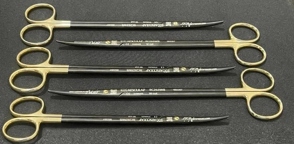 Lot of 5 AESCULAP BC263WB METZENBAUM NOIR DUROTIP CURVED SCISSORS  ” 228.6 mm 9