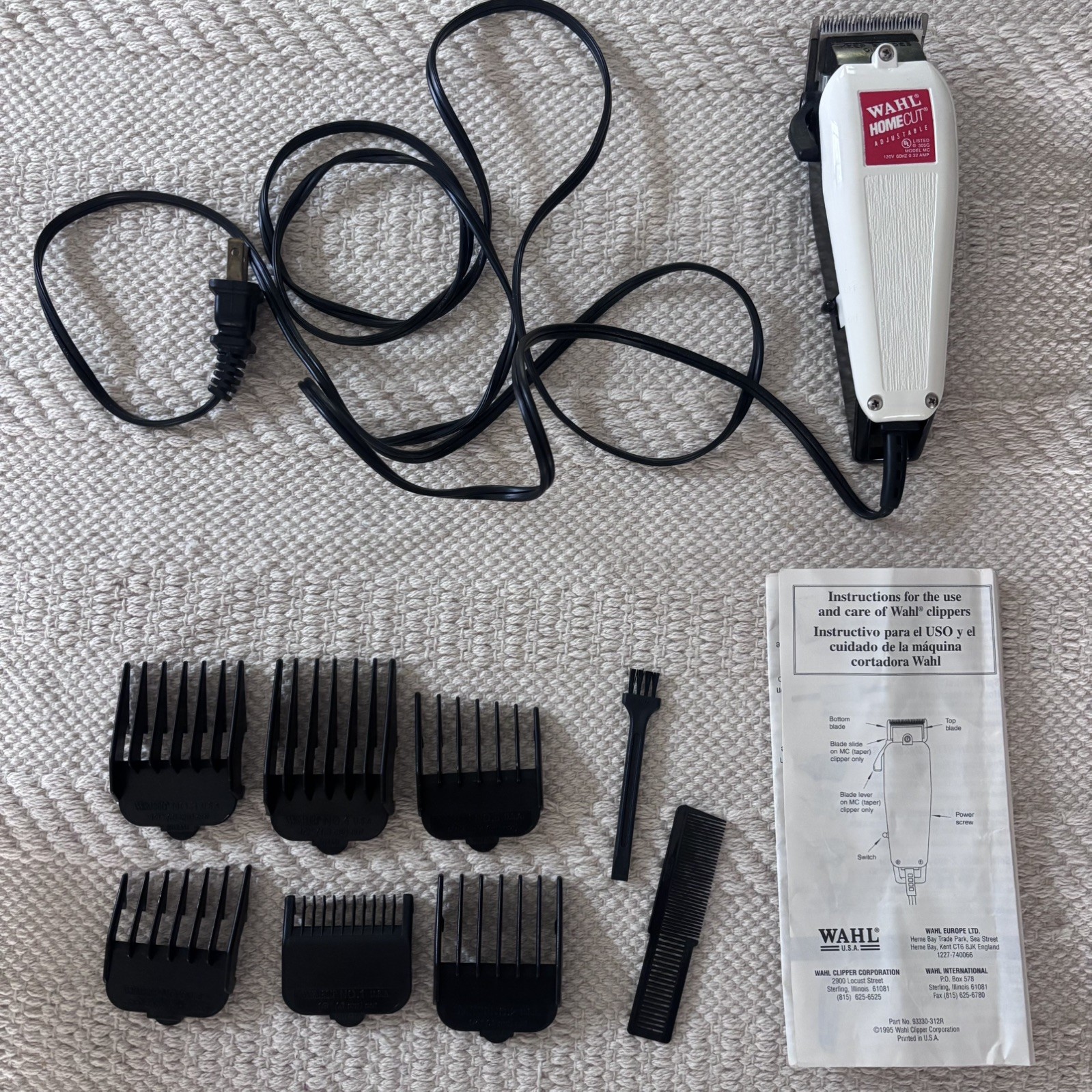Vintage WAHL® HOMECUT® ADJUSTABLE 305G MODEL MC 120V 60HZ 0.32 AMP Hair Clipper 