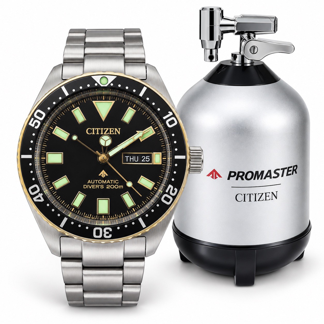 Citizen Promaster Automatic Diver 200m Day/Date Black Dial Steel Bracelet w/ Box
