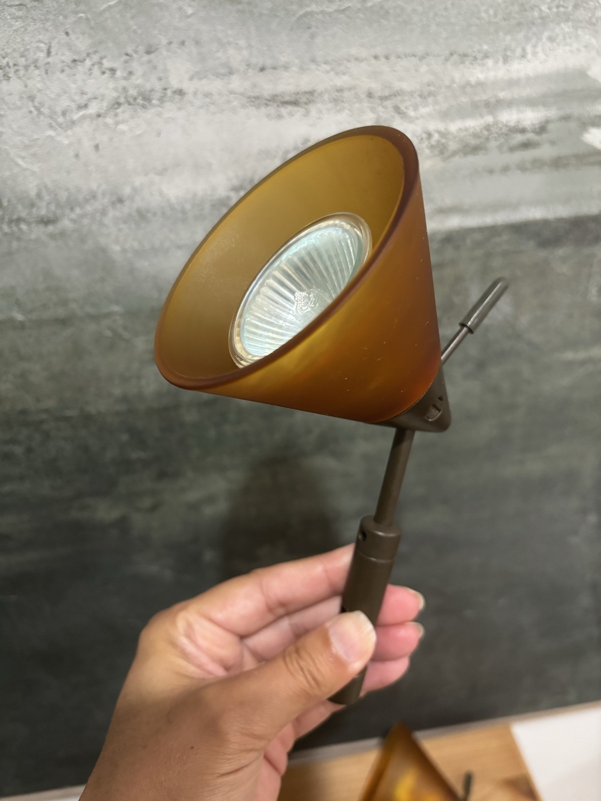 Tiella Tech Lighting Sola Amber Glass Bronze Rail Track Light Head MR16 ONE